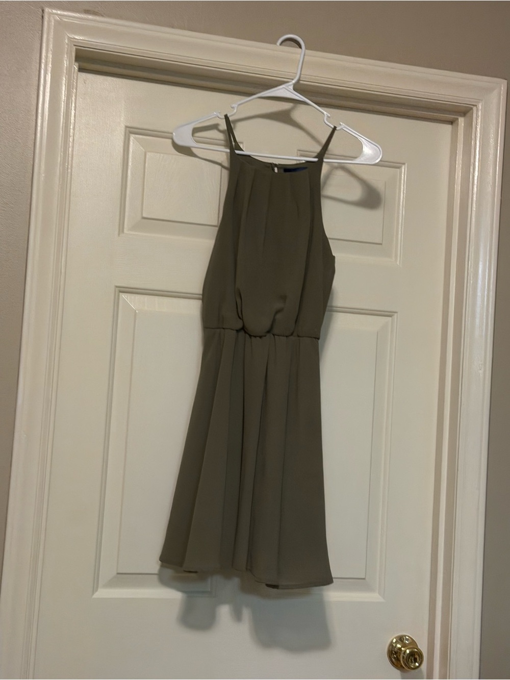 Francesca’s Olive Green Sleeveless Halter Dress